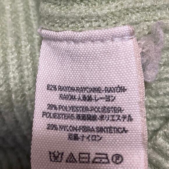 Free People Softly Structured Green Rib Knit Turtleneck Tunic Sweater Top Size S - Picture 4 of 4